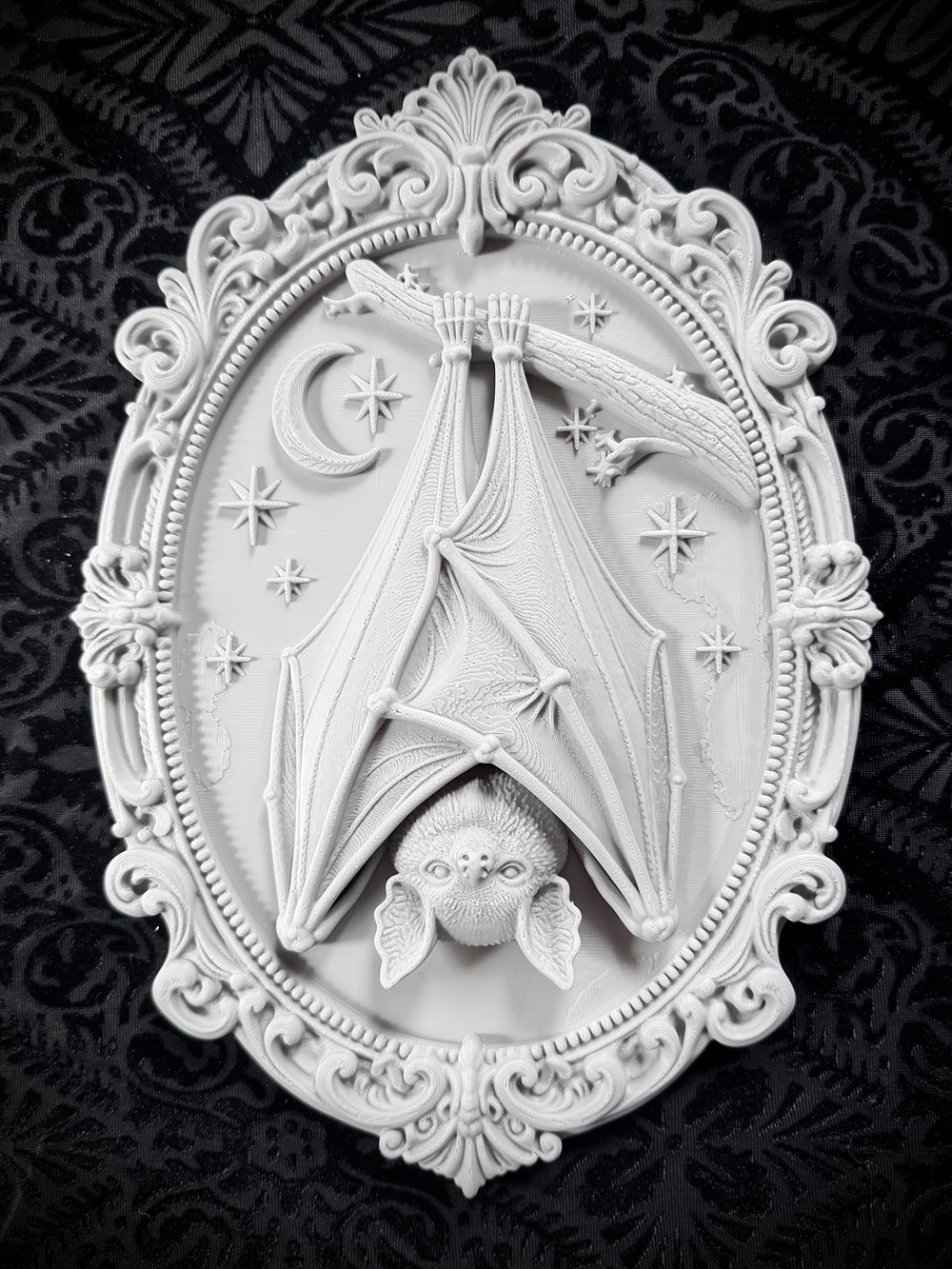 Upside Down Bat - Victorian Frame Wall Plaque